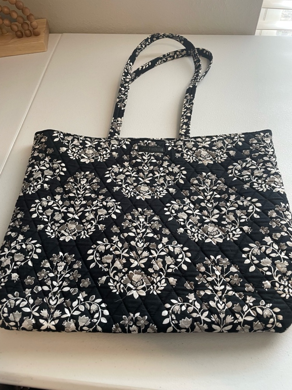 Vera Bradley Black and White Quilted Floral Tote